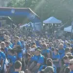 Thousands of black and blue jerseys invade Bergamo